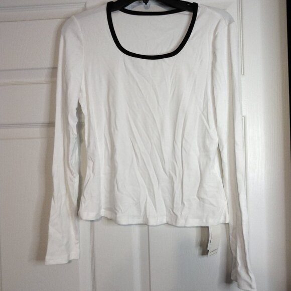 Commense Women's Sliver Lining Contrast Neckline Long Sleeve Top Size XL - Picture 2 of 4